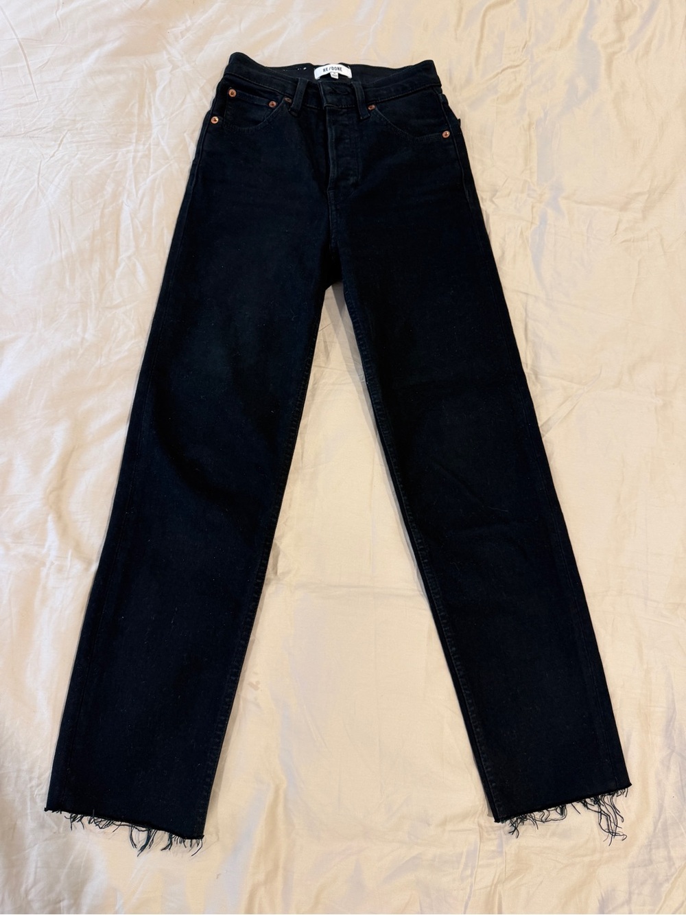 Re/Done Black 70s Stove Pipe Jeans